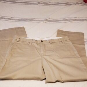 Eddie Bauer Flat Front Pants Wrinkle Resistant Khakis Cotton Trouser SZ: 38X32